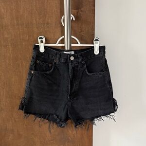 Agolde Black Distressed Jean Shorts